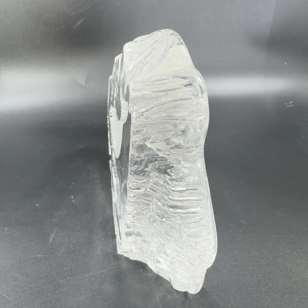 Vintage Clear Crystal Glass Plaque‎ Paperweight Dolphins Figurine Decorative VTG